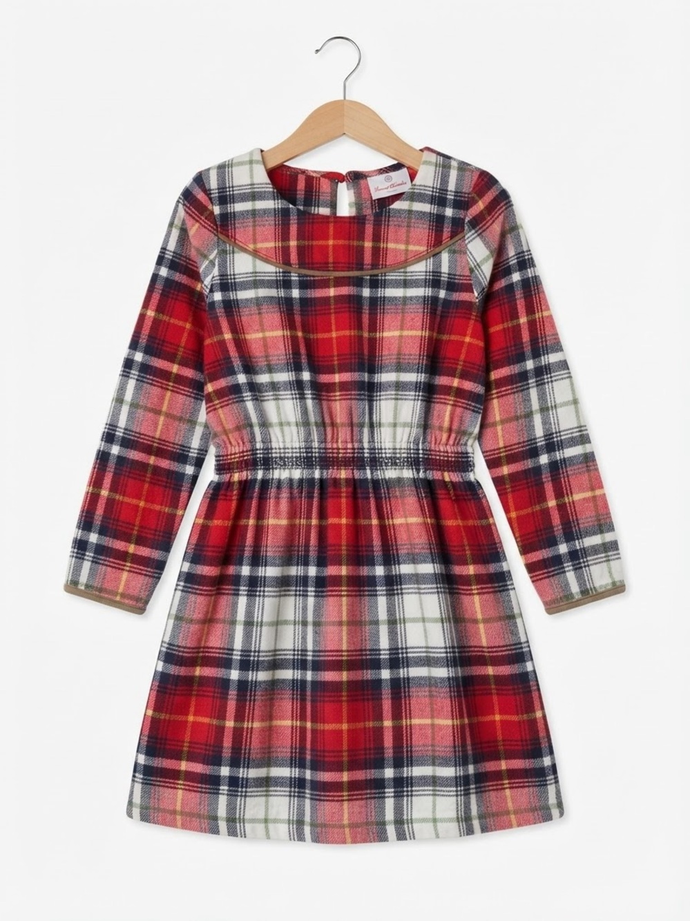 Hanna Andersson Girls Red Holiday Plaid Long Sleeve Flannel Dress 4T
